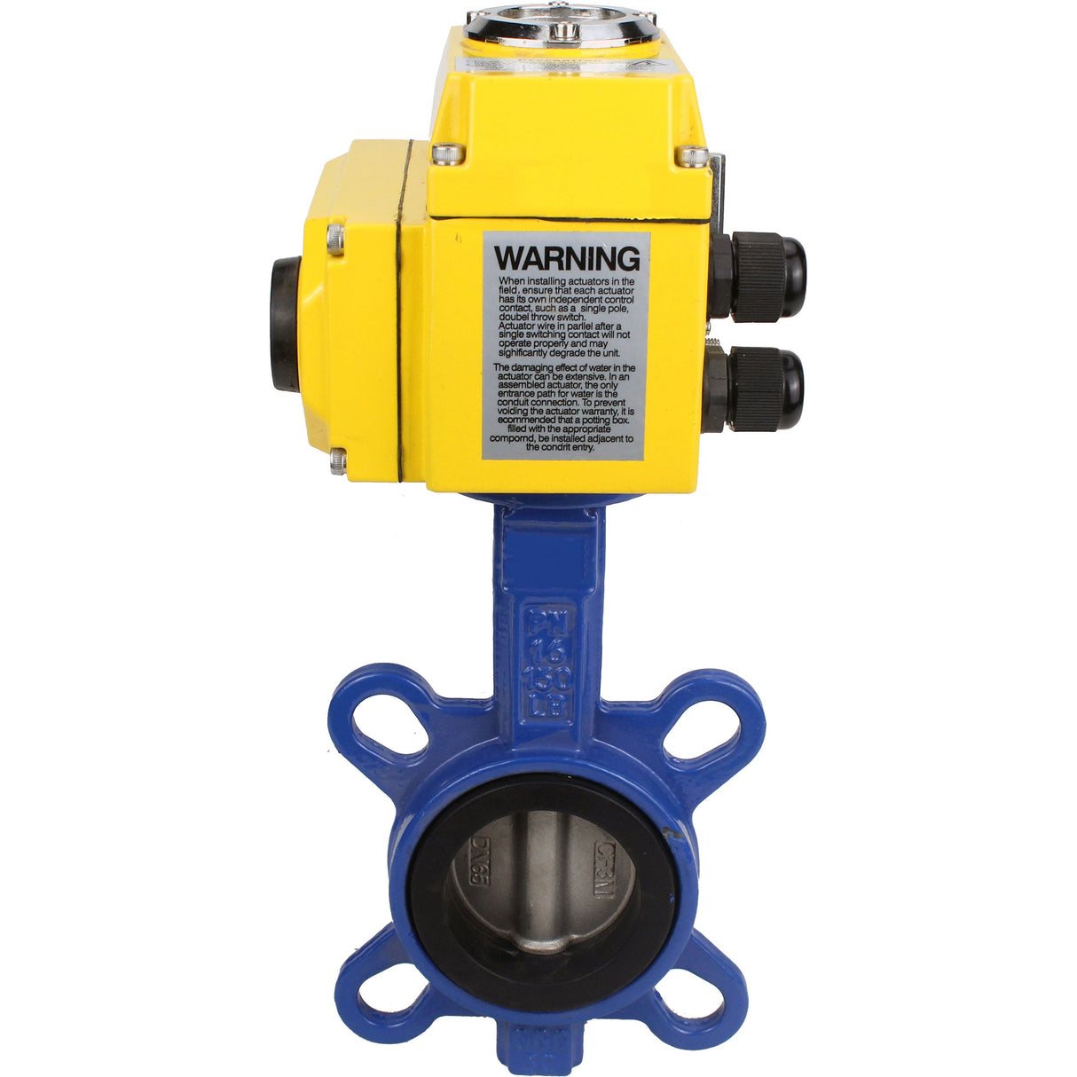 Water Butterfly Valve Elephant ggg50-316l-epdm-elephant-110/220, body material - cast iron GGG50, disk material - stainless steel AISI 316L, seal - EPDM, electric actuator operated