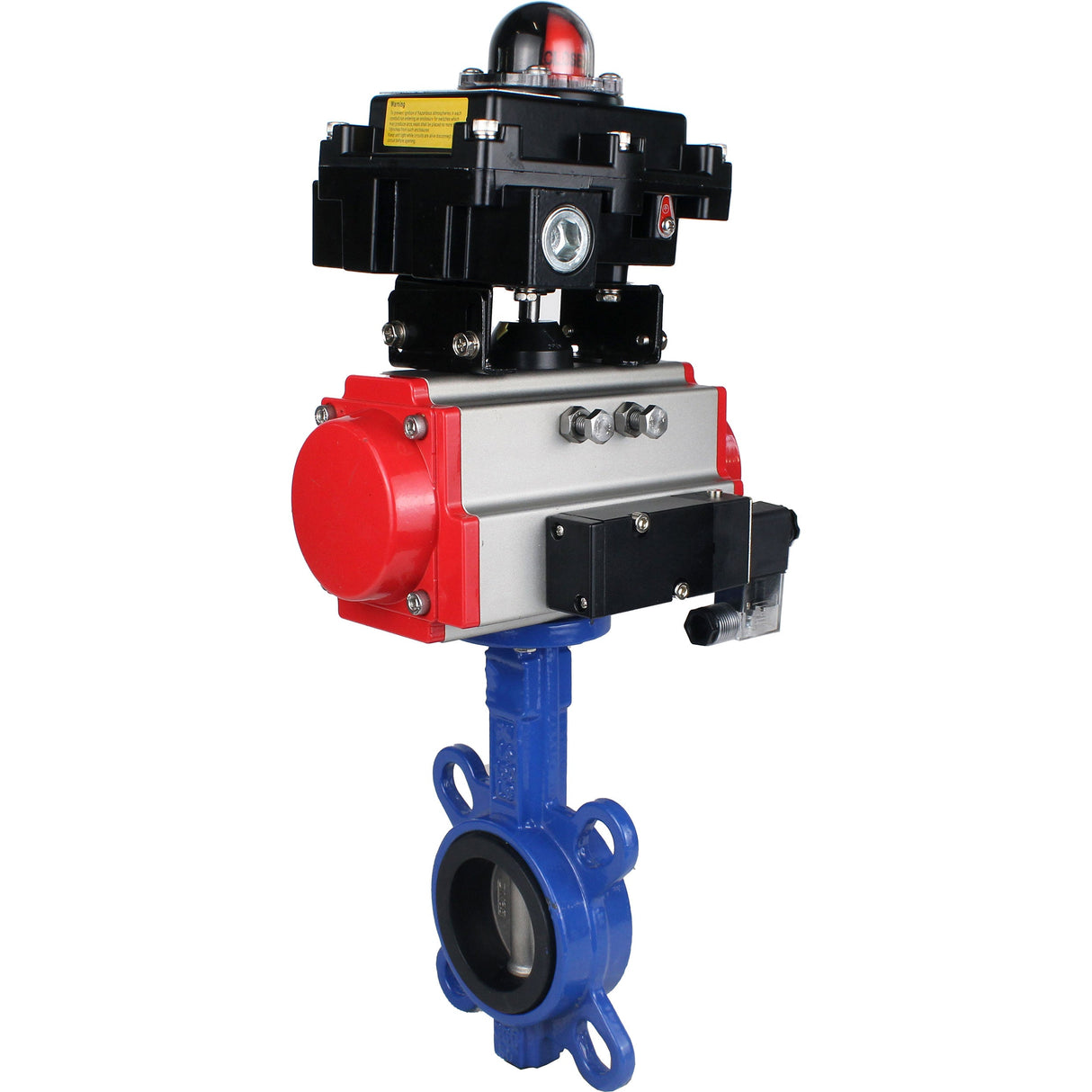 Water butterfly valve Elephant GG25-316L-NBR body material - cast iron GG25, disk material - stainless steel 316L, seal - NBR with pneumatic actuator DA, pneumatic distributor 4M310-08 NAMUR  24V and limit switch block APL-410N EX