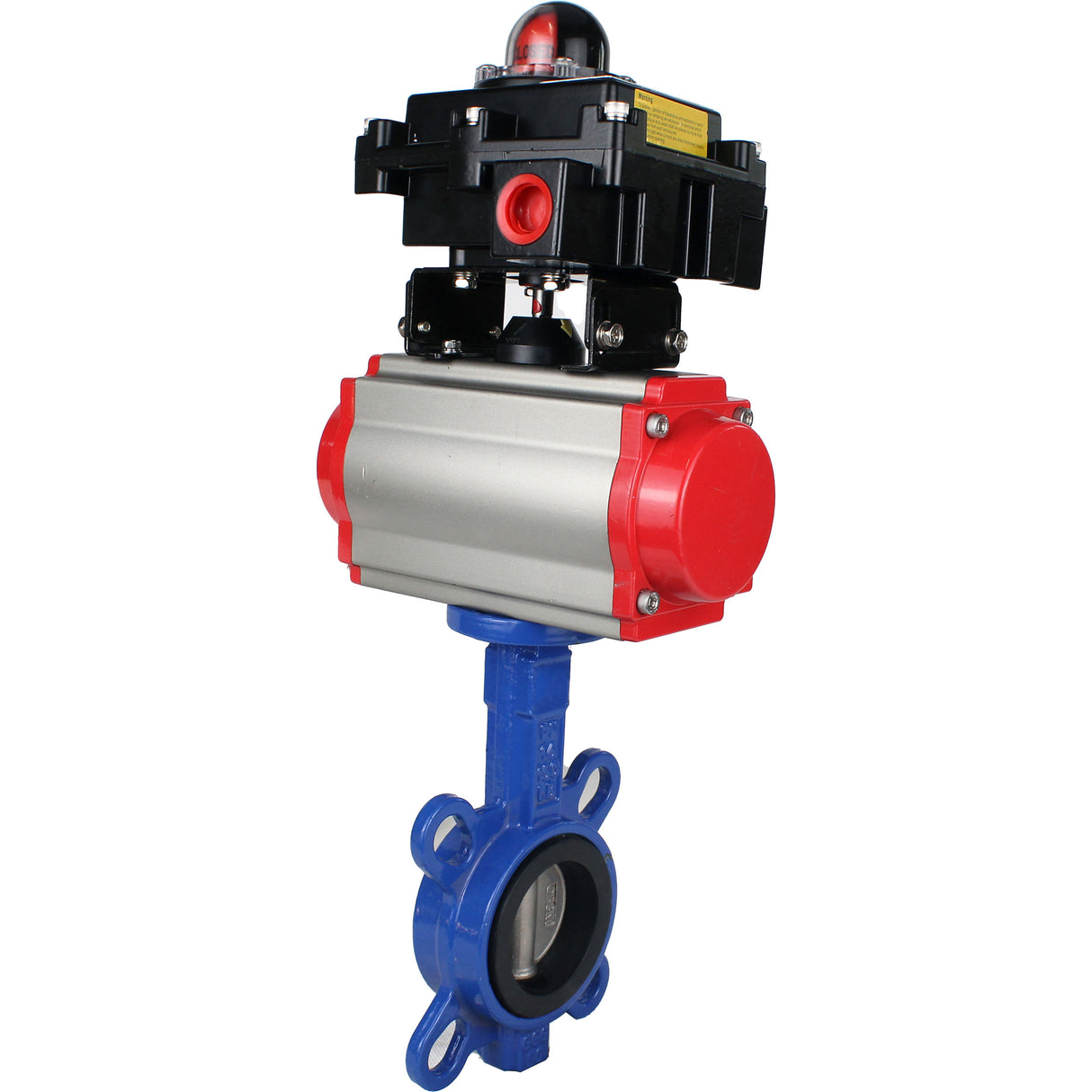 Water butterfly valve Elephant GG25-316L-NBR body material - cast iron GG25, disk material - stainless steel 316L, seal - NBR with pneumatic actuator DA, pneumatic distributor 4M310-08 NAMUR  24V and limit switch block APL-410N EX