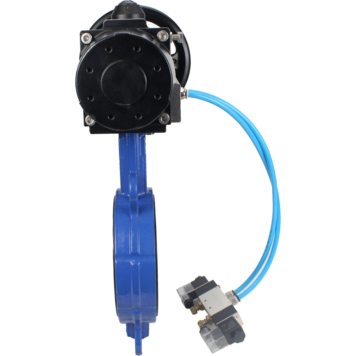 Water Butterfly Valve Elephant WBV1132N-2W-Fb body material - Cast iron GG25/EN-GJL-250, disk material - Stainless steel AISI 316L/1.4404, seal - NBR with pneumatic actuator double acting PA-DA-105-1, pneumatic distributor 4V320-08 220V