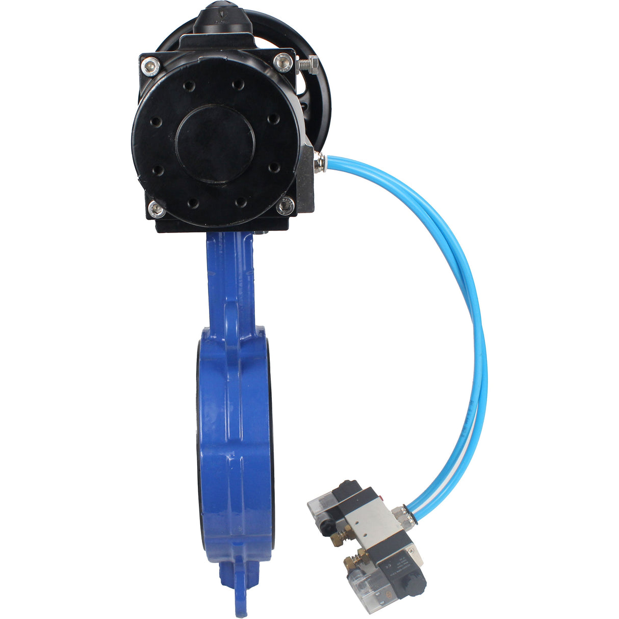 Water Butterfly Valve Elephant WBV1132N-2W-Fb body material - Cast iron GG25/EN-GJL-250, disk material - Stainless steel AISI 316L/1.4404, seal - NBR with pneumatic actuator double acting PA-DA-105-1, pneumatic distributor 4V320-10 220V