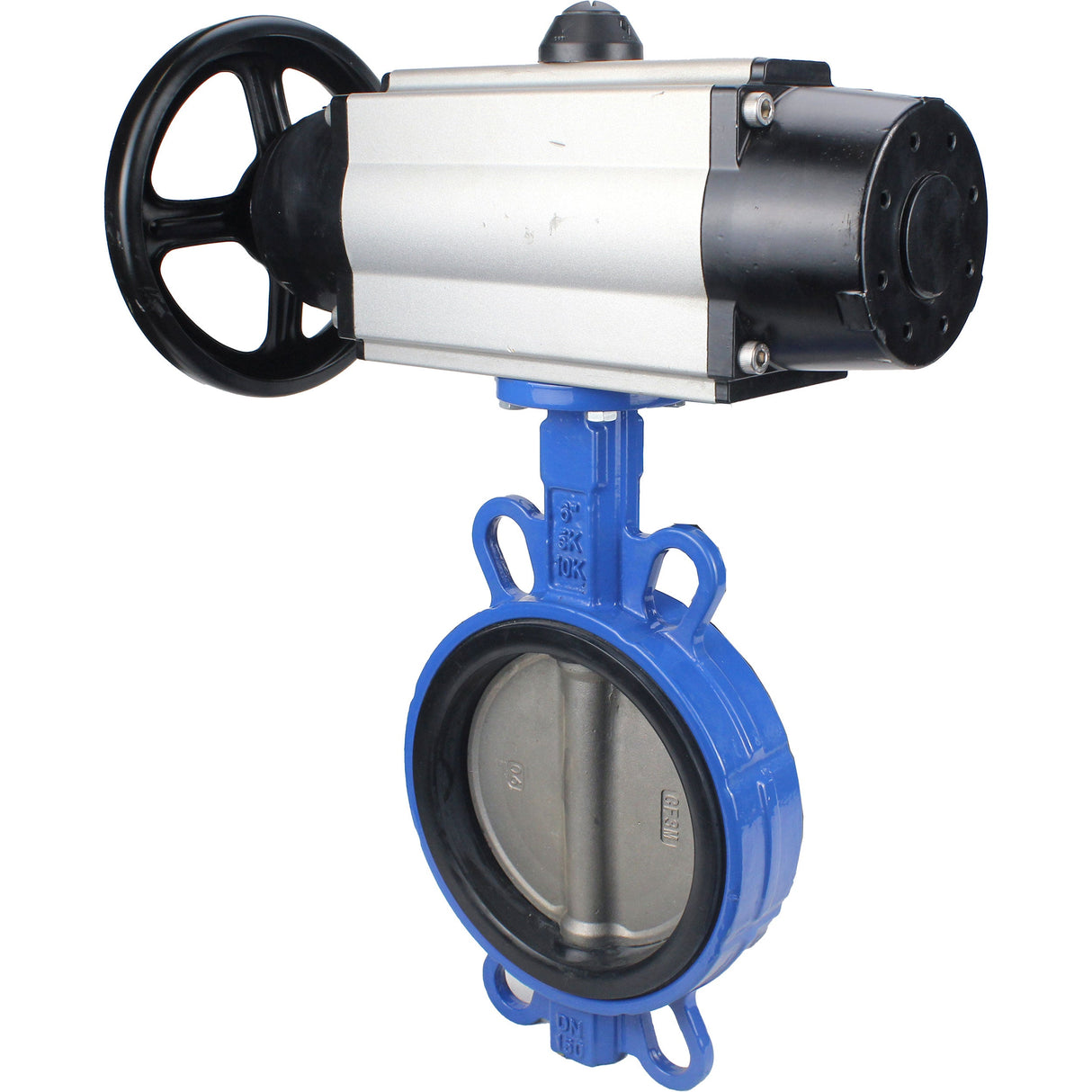 Water Butterfly Valve Elephant WBV1132N-2W-Fb body material - Cast iron GG25/EN-GJL-250, disk material - Stainless steel AISI 316L/1.4404, seal - NBR with pneumatic actuator double acting PA-DA-105-1, pneumatic distributor 4V320-08 220V