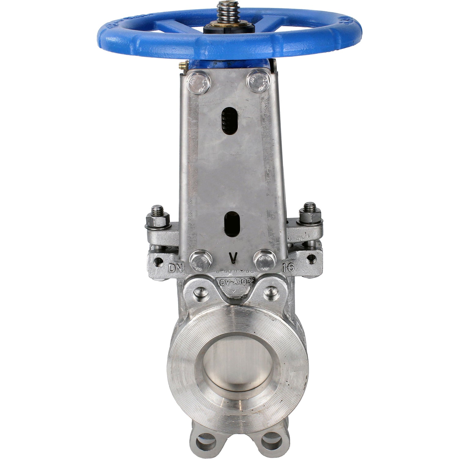 Knife gate valve Elephant GVKR3232E-1W-Fb-S, body material - stainless steel AISI 316, knife material - stainless steel AISI 316, seal - EPDM, handwheel, WENZ