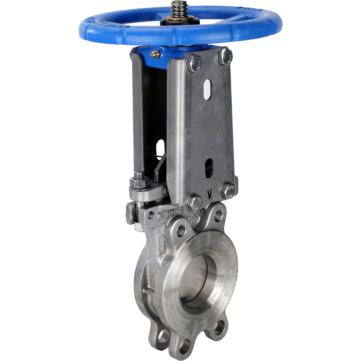 Knife gate valve Elephant GVKR3232E-1W-Fb-S, body material - stainless steel AISI 316, knife material - stainless steel AISI 316, seal - EPDM, handwheel, WENZ