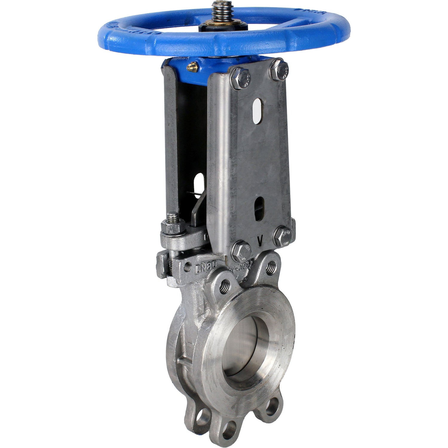 Knife gate valve Elephant GVKR3232E-1W-Fb-S, body material - stainless steel AISI 316, knife material - stainless steel AISI 316, seal - EPDM, handwheel, WENZ