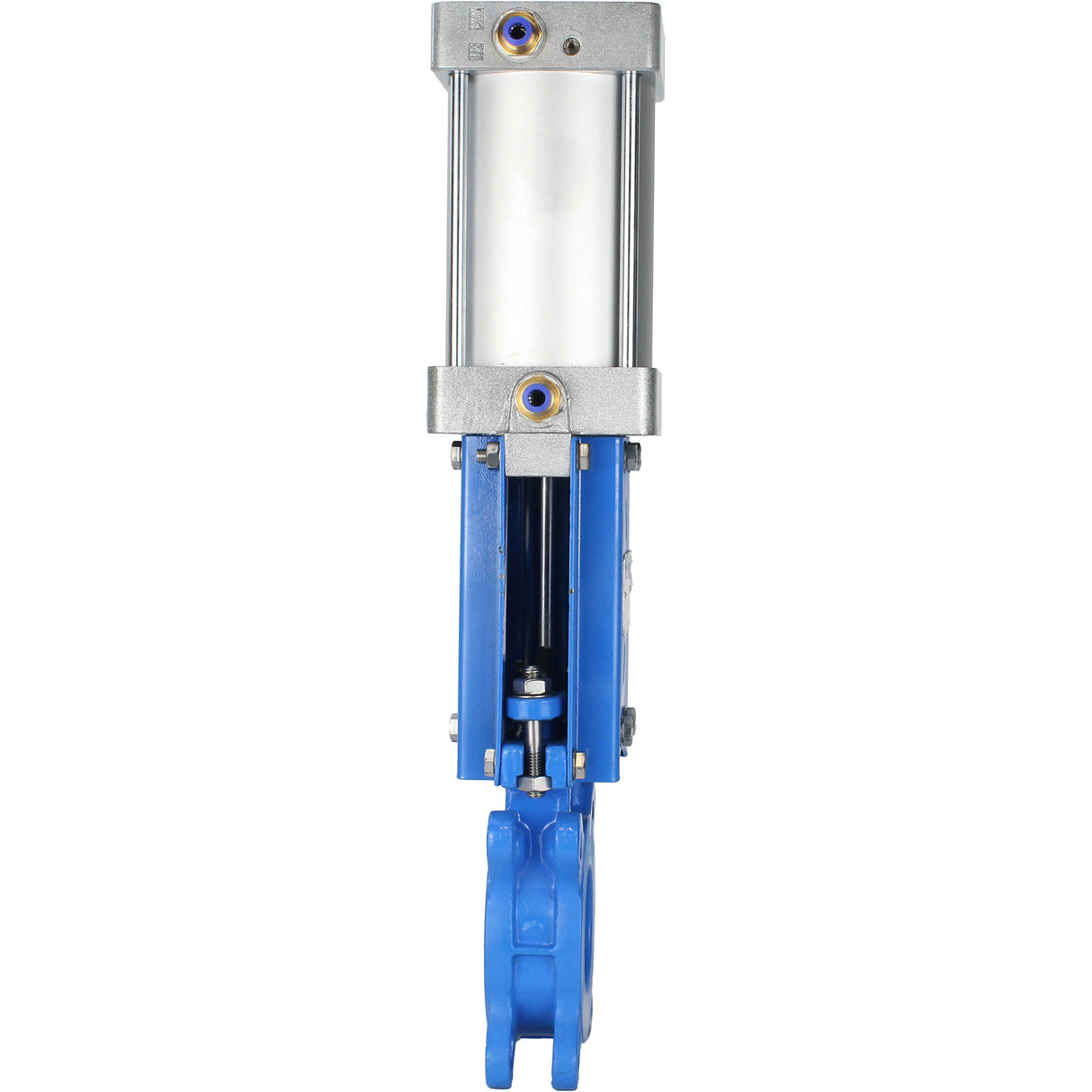 Knife gate valve Elephant GVKR3131M-1W-Fb-2P, body material - stainless steel AISI 304, knife material - stainless steel AISI 304, seal - metal, pneumatic actuator