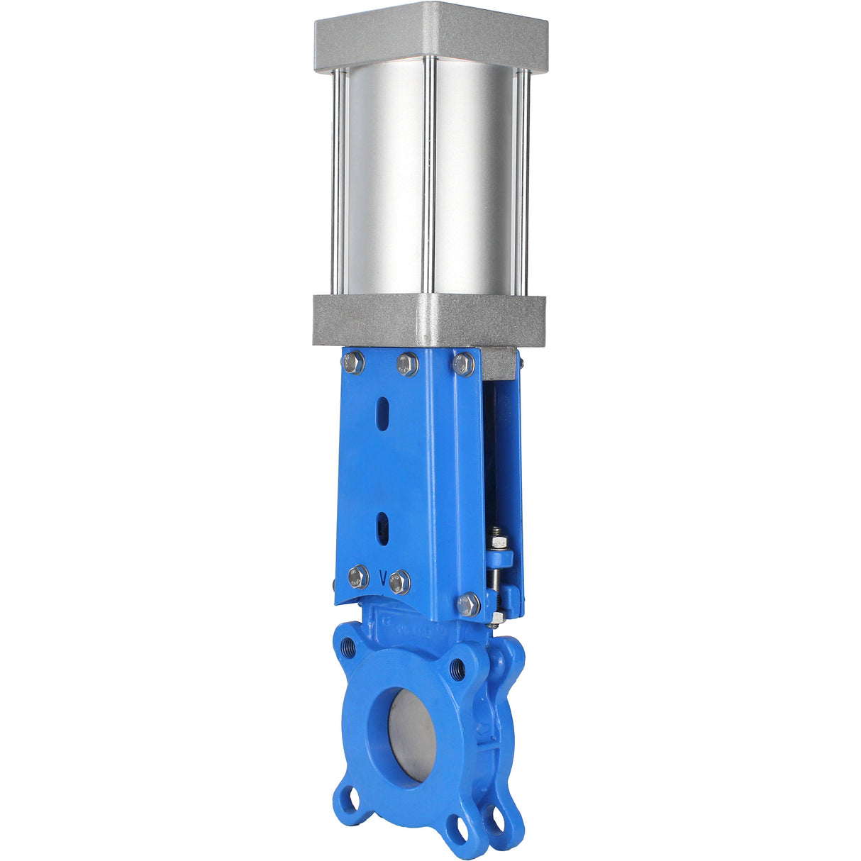 Knife gate valve Elephant GVKR3131M-1W-Fb-2P, body material - stainless steel AISI 304, knife material - stainless steel AISI 304, seal - metal, pneumatic actuator