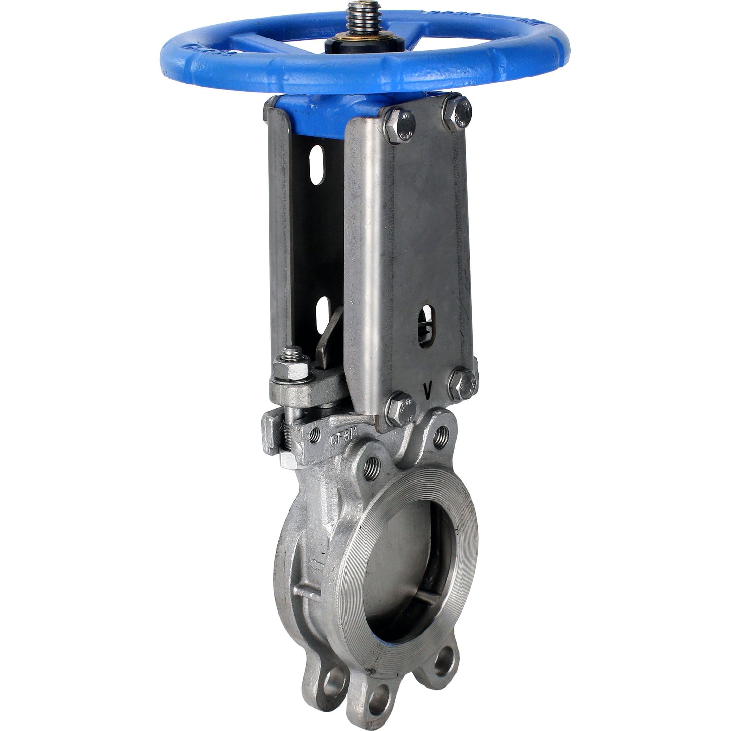 Knife gate valve Elephant GVKR3232E-1W-Fb-S, body material - stainless steel AISI 316, knife material - stainless steel AISI 316, seal - EPDM, handwheel, WENZ