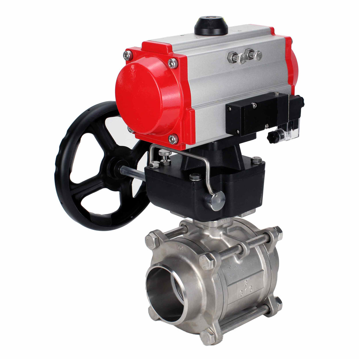 Stainless steel ball valve Elephant kshpp-316200-da-4m310-110/220-hdm, body material - stainless steel AISI 316, ball material - stainless steel AISI 316, seal - PTFE, pneumatic actuator operated