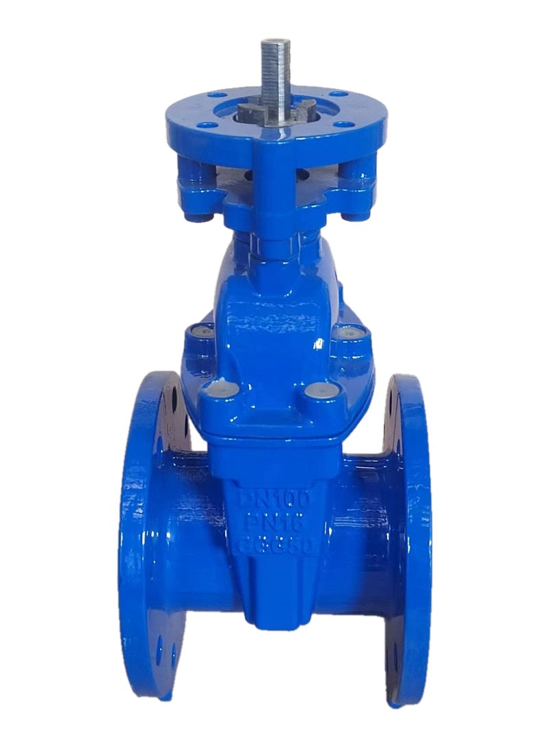Wedge gate valve Elephant GVWN1414E-2W-F with ISO flange, body material - cast iron GGG50, wedge material - cast iron + EPDM, seal - EPDM, stem only, color - blue
