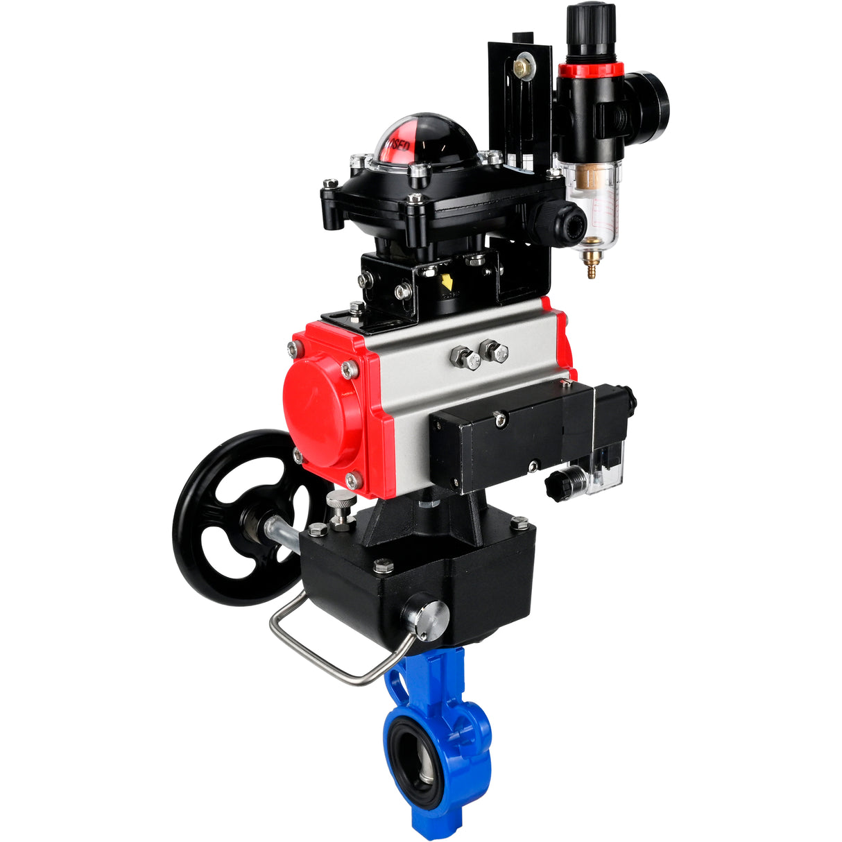 Water Butterfly Valve Elephant al-316l-epdm-elephant-da-4m310-24-apl210n-hdm-afc2000, body material - aluminium alloy, disk material - stainless steel AISI 316L, seal - EPDM, pneumatic actuator operated