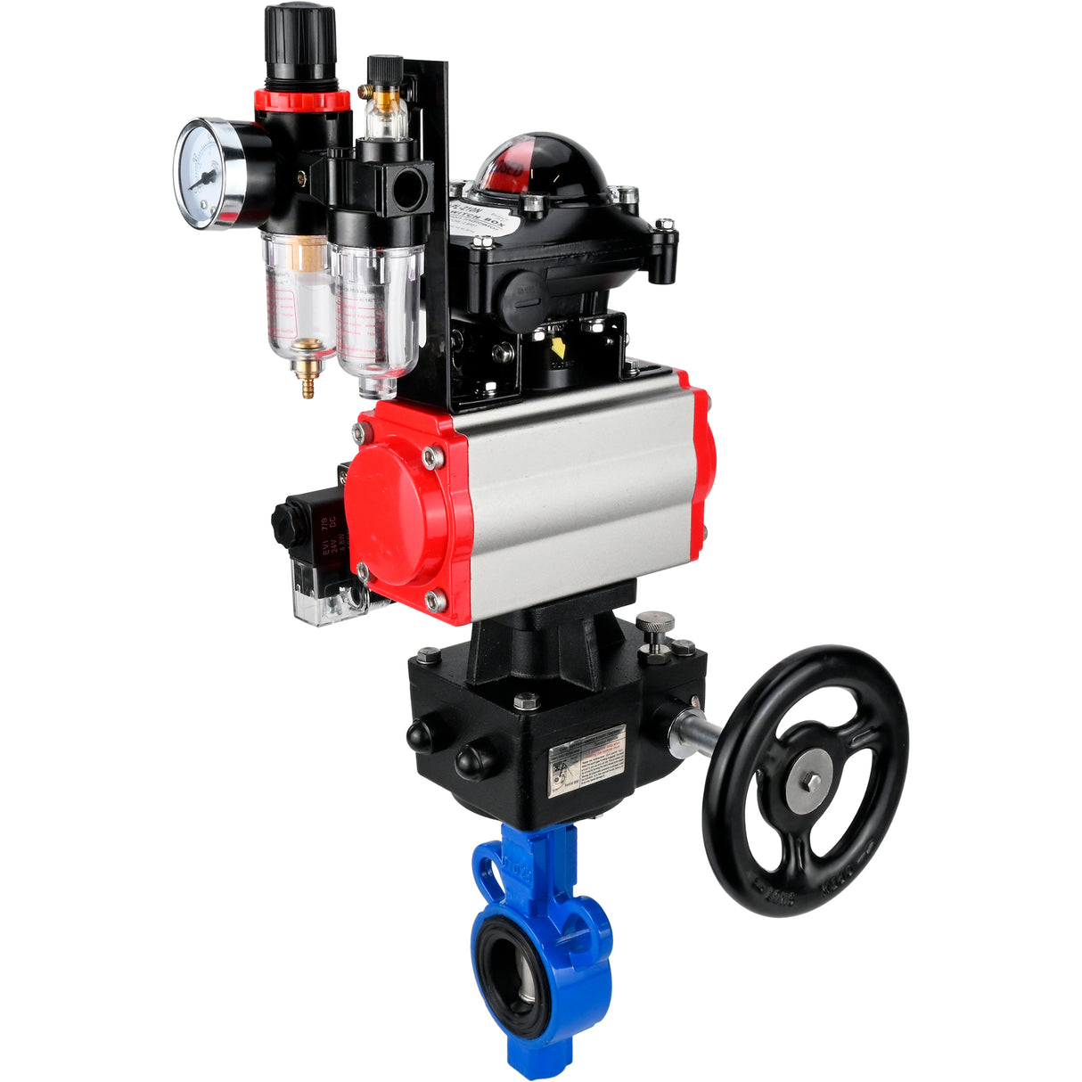 Water Butterfly Valve Elephant al-316l-epdm-elephant-da-4m310-24-apl210n-hdm-afc2000, body material - aluminium alloy, disk material - stainless steel AISI 316L, seal - EPDM, pneumatic actuator operated