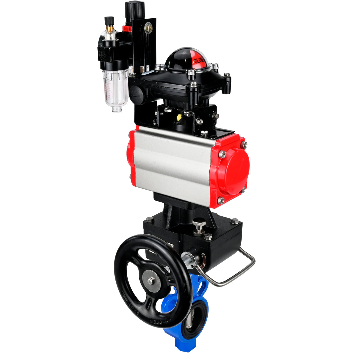 Water Butterfly Valve Elephant al-316l-epdm-elephant-da-4m310-24-apl210n-hdm-afc2000, body material - aluminium alloy, disk material - stainless steel AISI 316L, seal - EPDM, pneumatic actuator operated