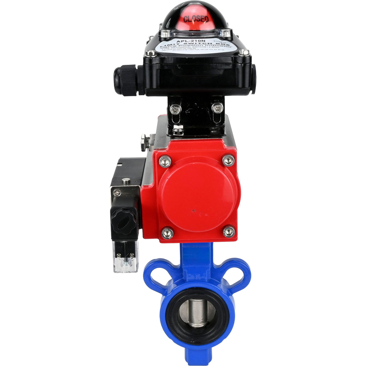 Water Butterfly Valve Elephant al-316l-epdm-elephant-sa-4m310-110/220-apl210n, body material - aluminium alloy, disk material - stainless steel AISI 316L, seal - EPDM, pneumatic actuator operated