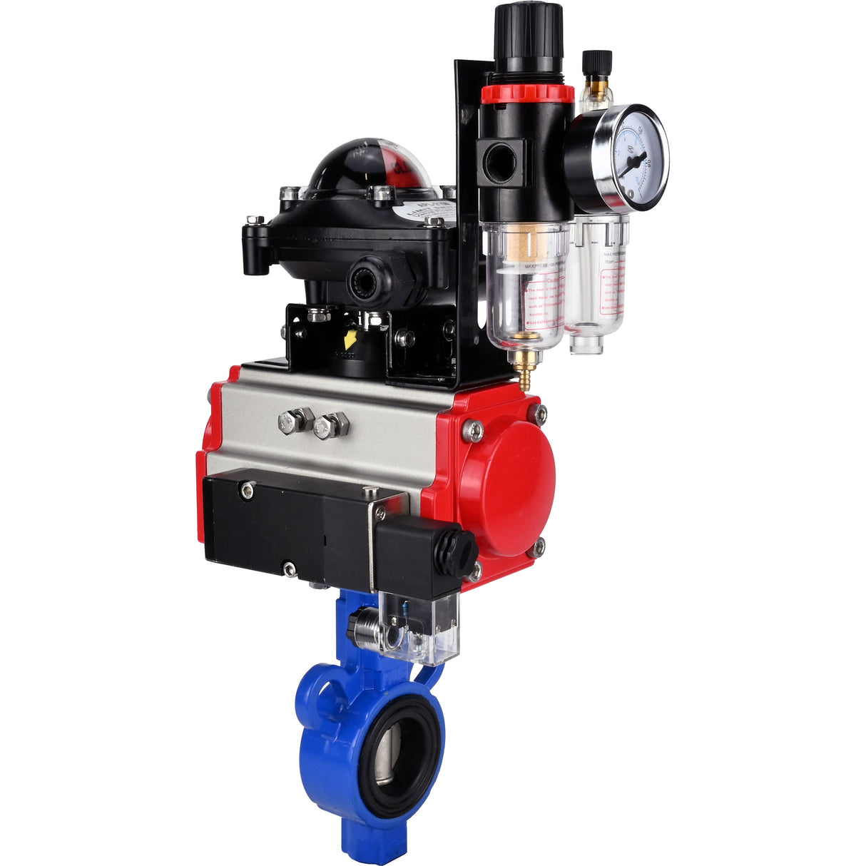 Water Butterfly Valve Elephant al-316l-epdm-elephant-da-4m310-24-apl210n-afc2000, body material - aluminium alloy, disk material - stainless steel AISI 316L, seal - EPDM, pneumatic actuator operated