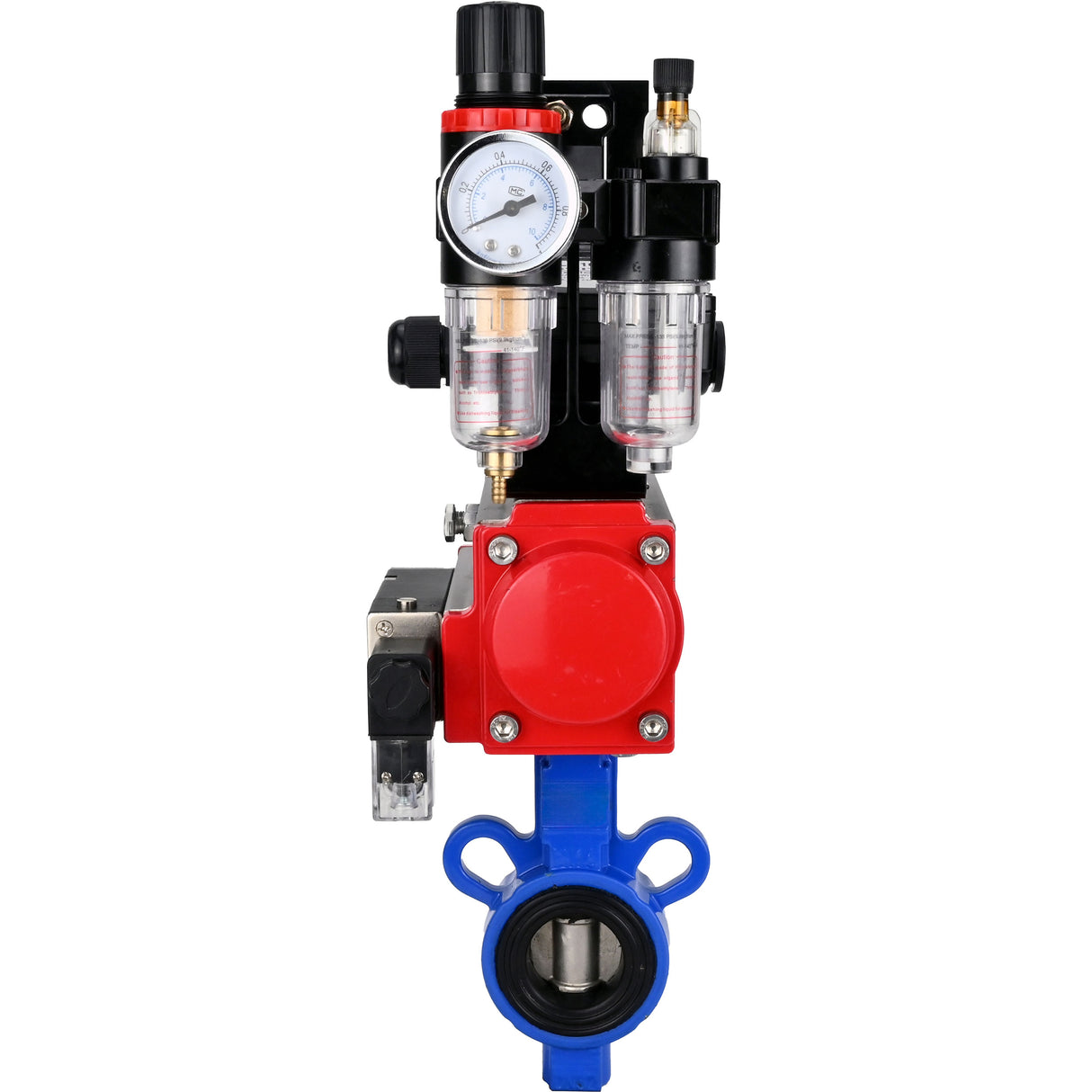 Water Butterfly Valve Elephant al-316l-epdm-elephant-da-4m310-24-apl210n-afc2000, body material - aluminium alloy, disk material - stainless steel AISI 316L, seal - EPDM, pneumatic actuator operated