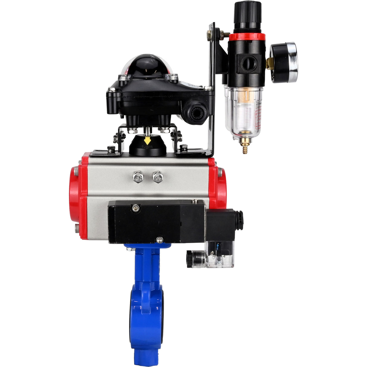 Water Butterfly Valve Elephant al-316l-epdm-elephant-da-4m310-24-apl210n-afc2000, body material - aluminium alloy, disk material - stainless steel AISI 316L, seal - EPDM, pneumatic actuator operated