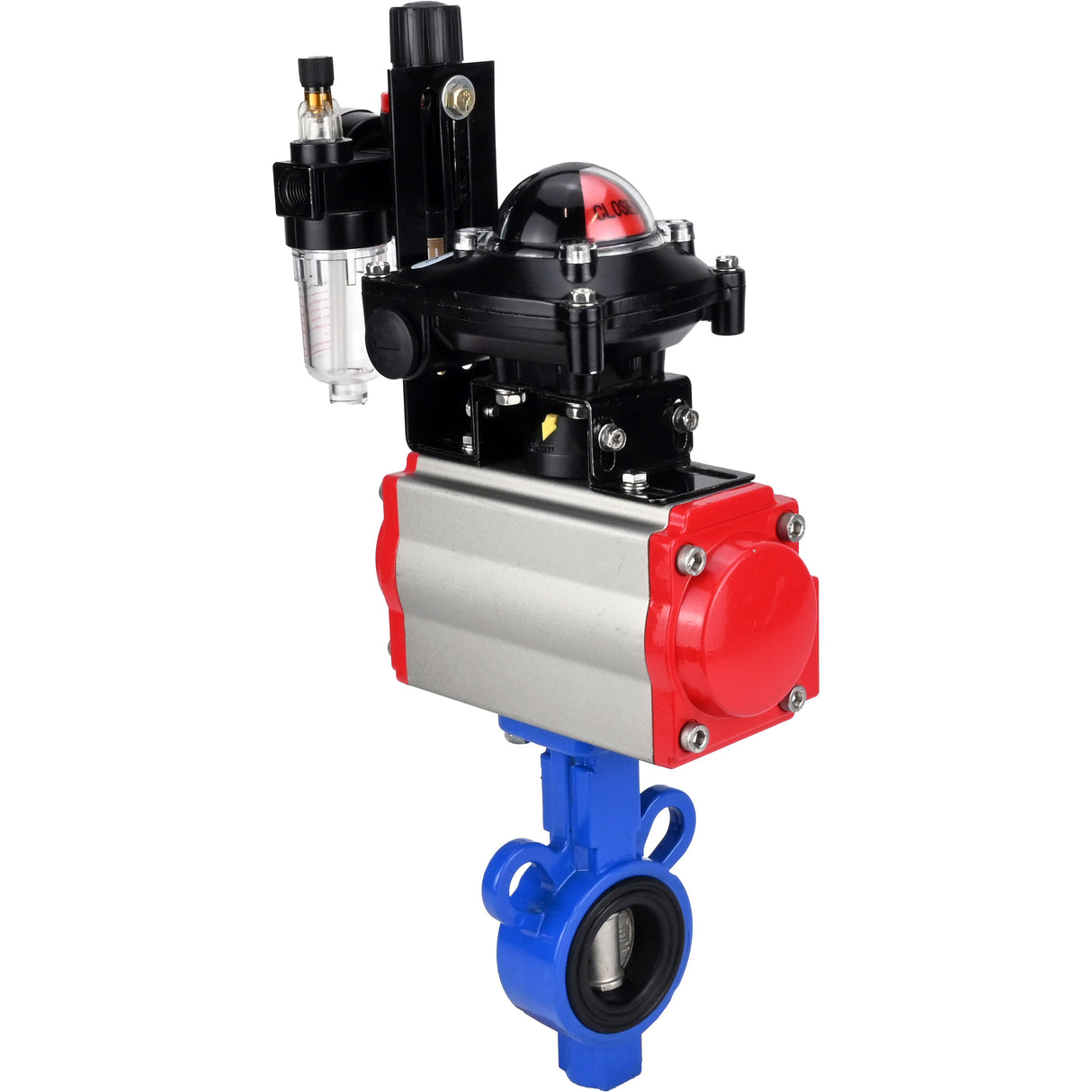 Water Butterfly Valve Elephant al-316l-epdm-elephant-da-4m310-24-apl210n-afc2000, body material - aluminium alloy, disk material - stainless steel AISI 316L, seal - EPDM, pneumatic actuator operated