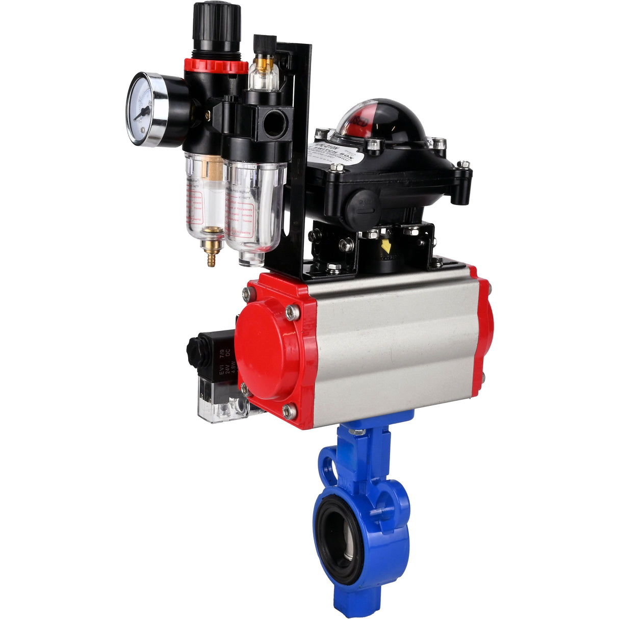 Water Butterfly Valve Elephant al-316l-epdm-elephant-da-4m310-24-apl210n-afc2000, body material - aluminium alloy, disk material - stainless steel AISI 316L, seal - EPDM, pneumatic actuator operated