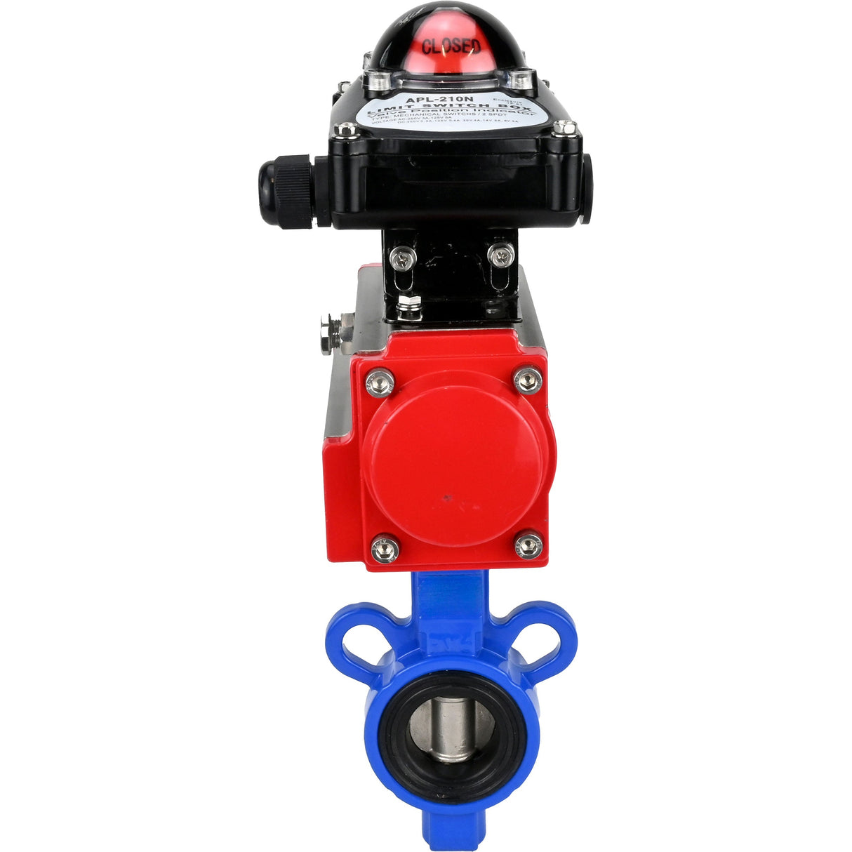 Water Butterfly Valve Elephant al-316l-epdm-elephant-da-apl210n, body material - aluminium alloy, disk material - stainless steel AISI 316L, seal - EPDM, pneumatic actuator operated
