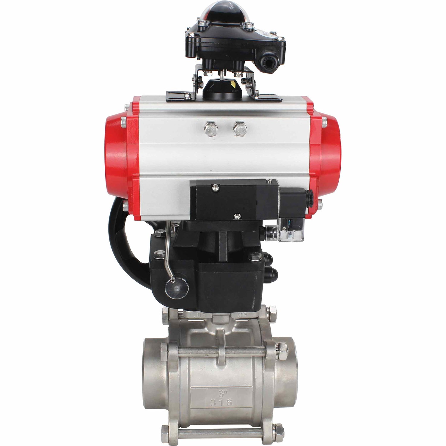 Stainless steel ball valve Elephant kshpp-316200-da-4m310-24-apl210n-hdm, body material - stainless steel AISI 316, ball material - stainless steel AISI 316, seal - PTFE, pneumatic actuator operated