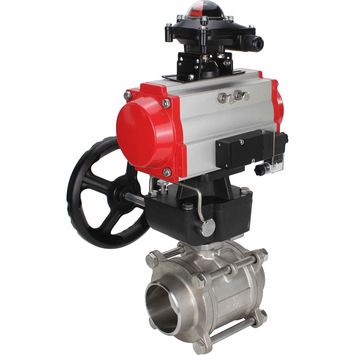 Stainless steel ball valve Elephant kshpp-316200-da-4m310-24-apl210n-hdm, body material - stainless steel AISI 316, ball material - stainless steel AISI 316, seal - PTFE, pneumatic actuator operated