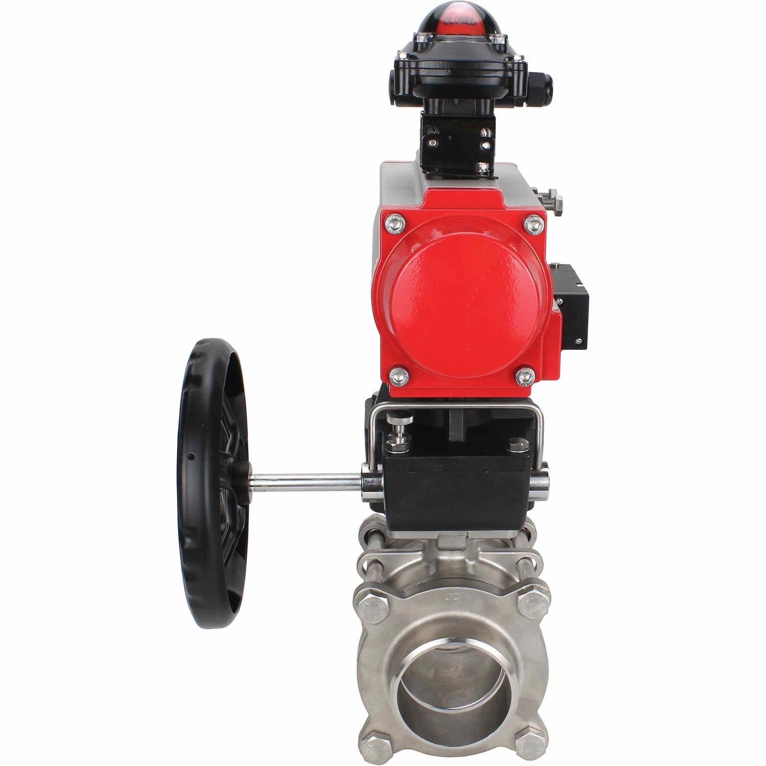 Stainless steel ball valve Elephant kshpp-316200-da-4m310-24-apl210n-hdm, body material - stainless steel AISI 316, ball material - stainless steel AISI 316, seal - PTFE, pneumatic actuator operated