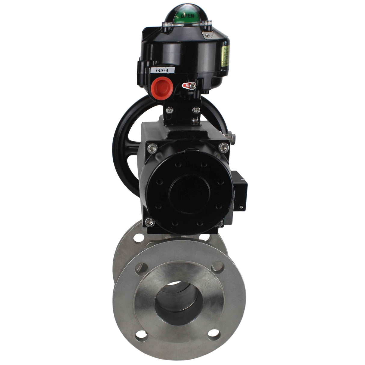 Ball valves Elephant BV3232P(2pc)-FP-F-ISO-H DN80-100 16 bar, full bore flanged, stainless steel SS316, seal - PTFE, with pneumatic actuator PA-DA-105-1 double acting, with pneumatic distributor 4M310-08 NAMUR 24V , with LSU APL-510N EX