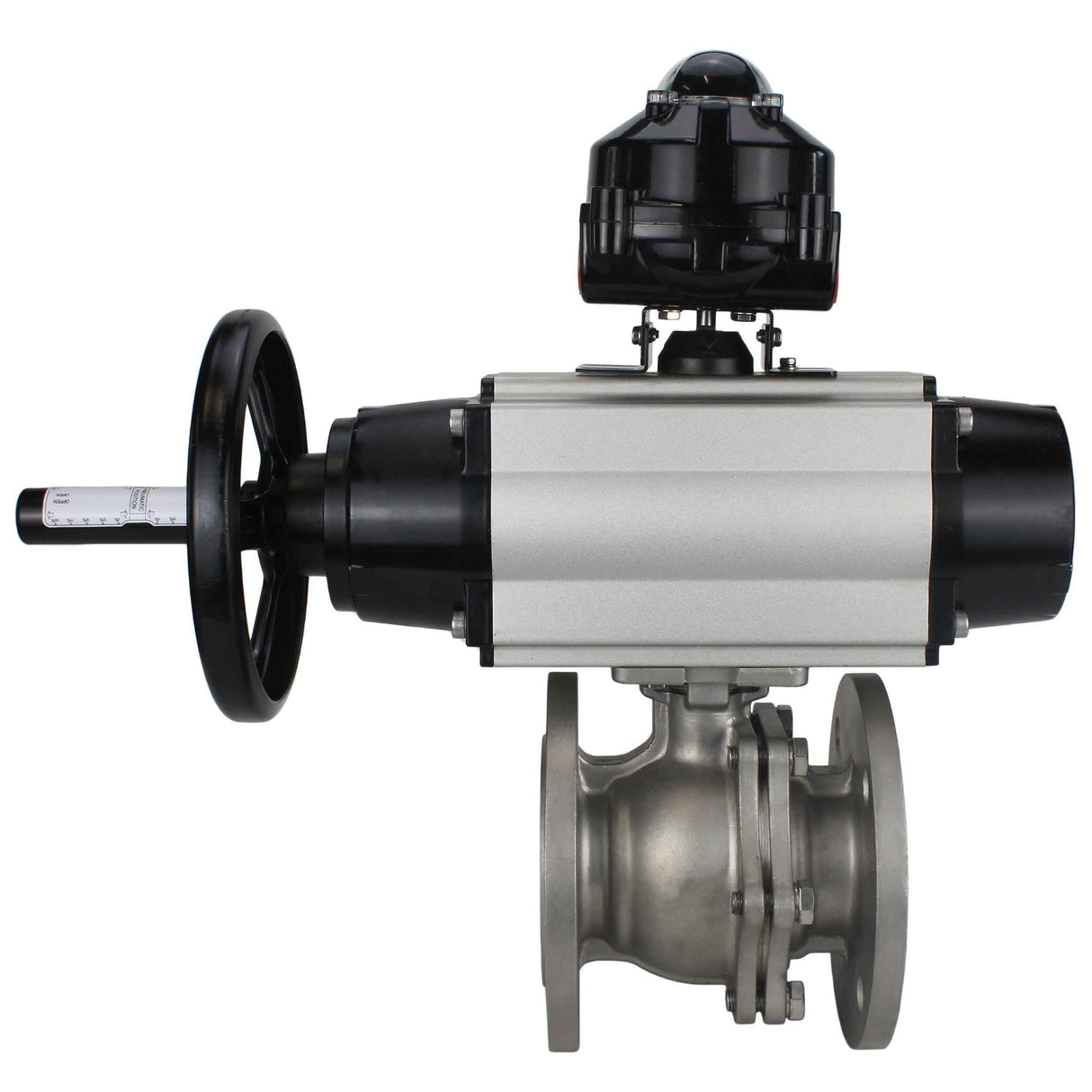 Ball valves Elephant BV3232P(2pc)-FP-F-ISO-H DN80-100 16 bar, full bore flanged, stainless steel SS316, seal - PTFE, with pneumatic actuator PA-DA-105-1 double acting, with pneumatic distributor 4M310-08 NAMUR 220V , with LSU APL-510N EX