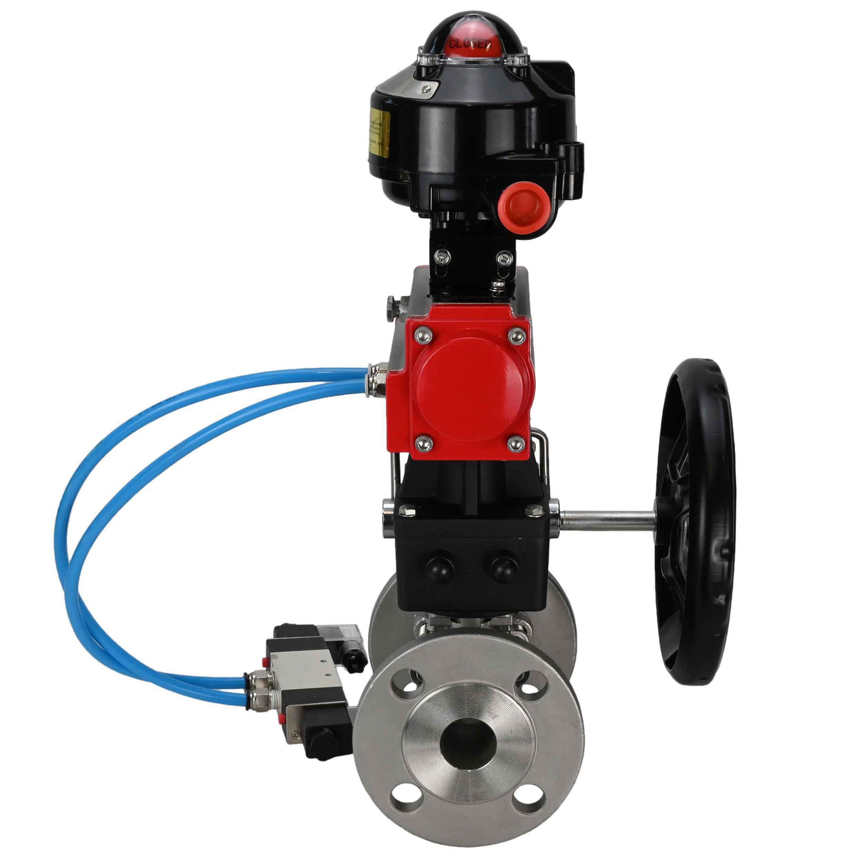 Ball valves Elephant BV3131P(3pc)-FP-F-ISO-H flanged, full bore, three-piece, stainless steel body. steel SS304, seal - PTFE, with pneumatic drive Elephant PA-DA 052-130 pneumatic distributor 4V320-10 gearbox MON LSU APL-510N-EX