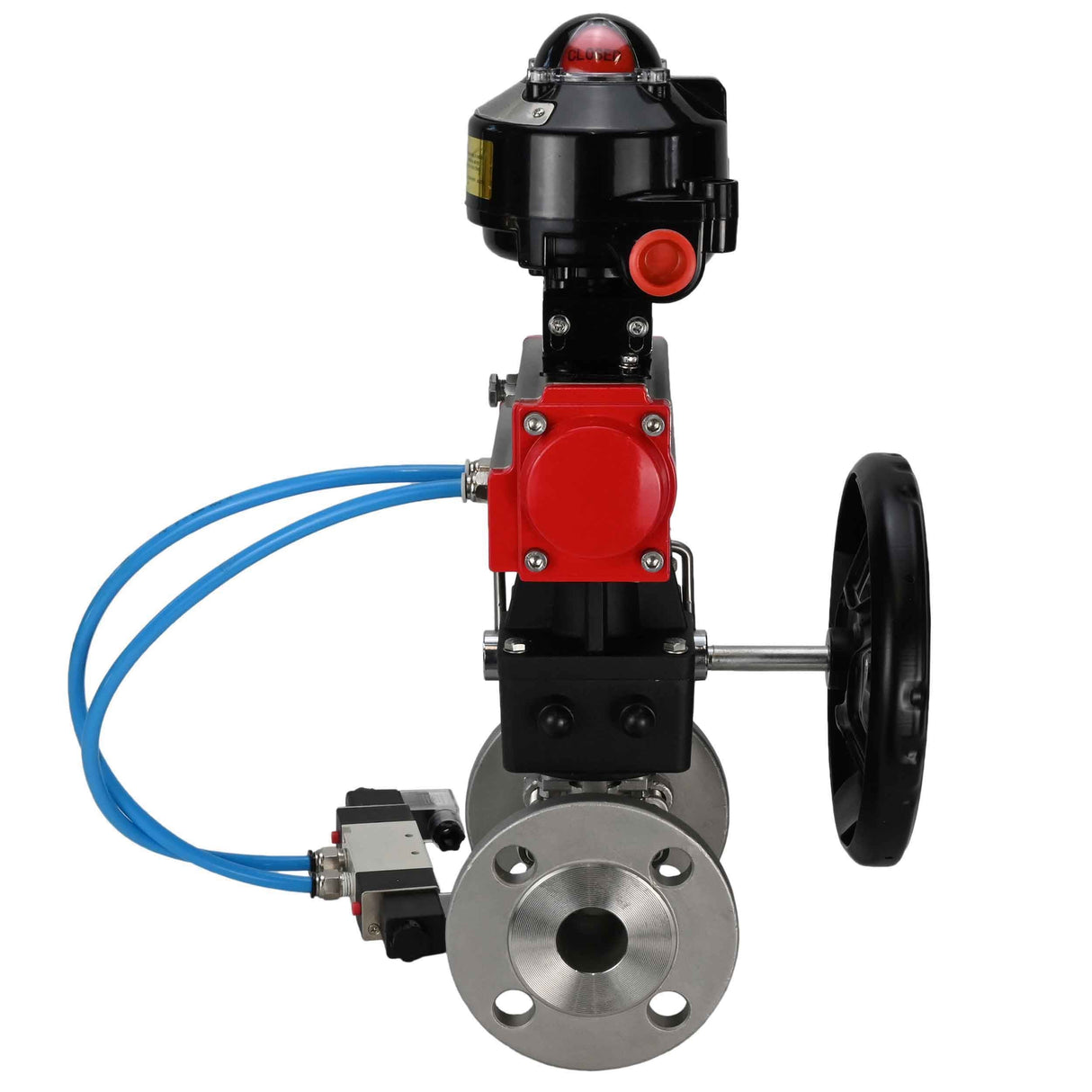 Ball valves Elephant BV3131P(3pc)-FP-F-ISO-H flanged, full bore, three-piece, stainless steel body. steel SS304, seal - PTFE, with pneumatic drive Elephant PA-DA 052-130 pneumatic distributor 4V320-10 gearbox MON LSU APL-510N-EX