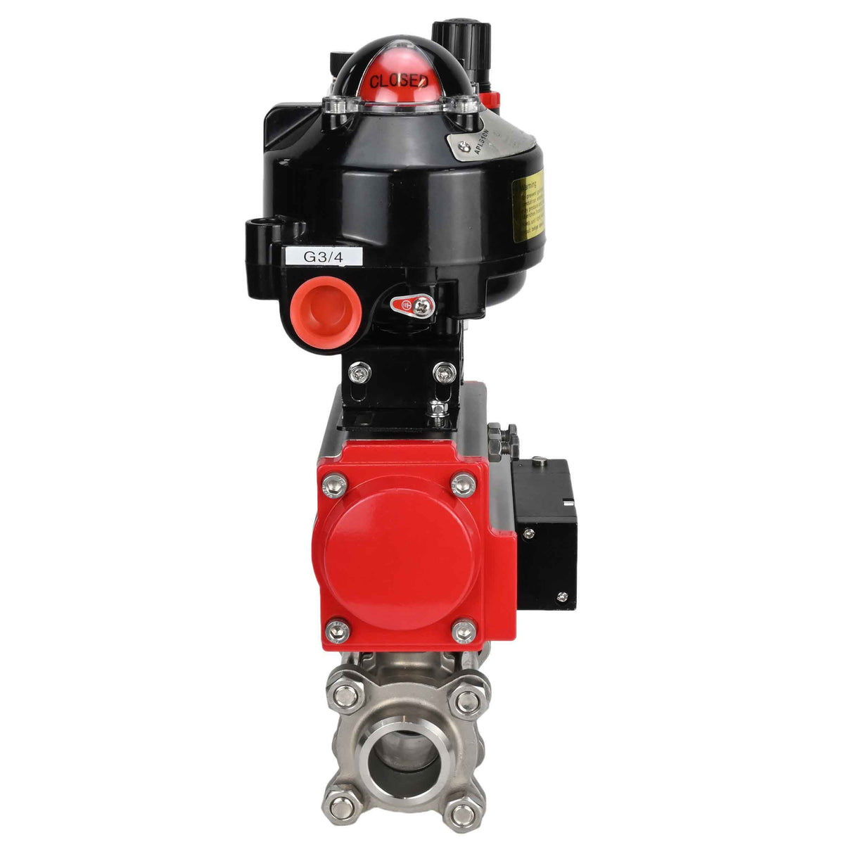 Ball valves Elephant BV3232P(3pc)-FP-W-ISO-H for welding, full bore, stainless steel body. steel SS316, seal - PTFE, with pneumatic actuator Elephant PA-SA 052-130 pneumatic distributor 4M310-08 NAMUR 24V ATU AFC2000 APL-510N-EX