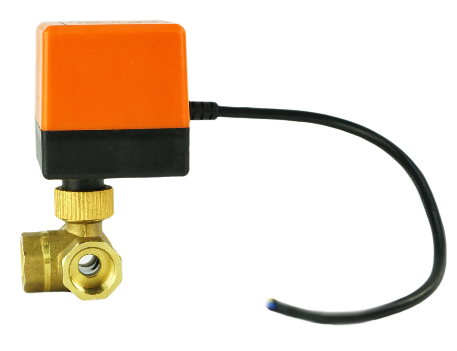 Brass ball 3-way valve Threaded NPT/BSP T-type standard port Elephant RP.BRASS.120.MM 16 bar with electric actuated 110VAC without limit switches