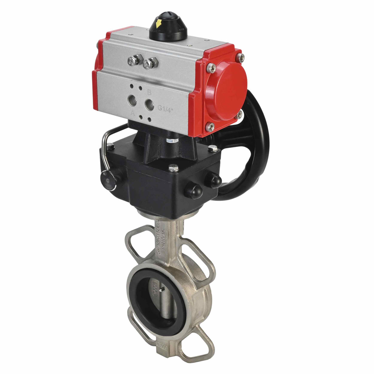 Water Butterfly Valve Elephant 316l-viton-da-hdm, body material - stainless steel AISI 316L, disk material - stainless steel AISI 316L, seal - VITON, pneumatic actuator operated