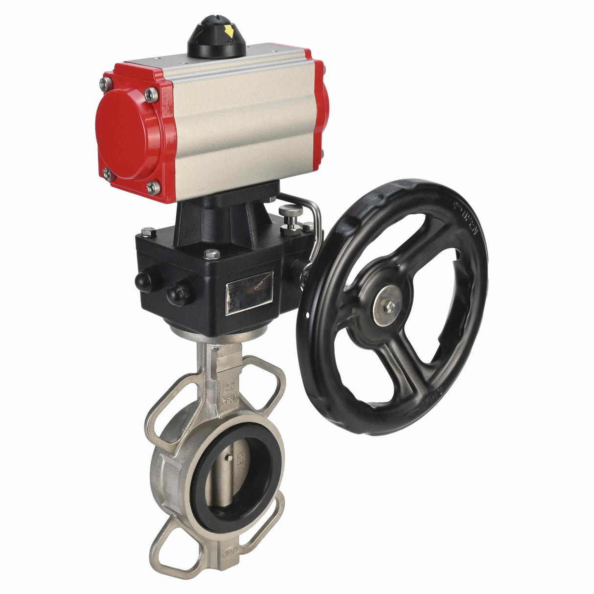 Water Butterfly Valve Elephant 316l-viton-da-hdm, body material - stainless steel AISI 316L, disk material - stainless steel AISI 316L, seal - VITON, pneumatic actuator operated