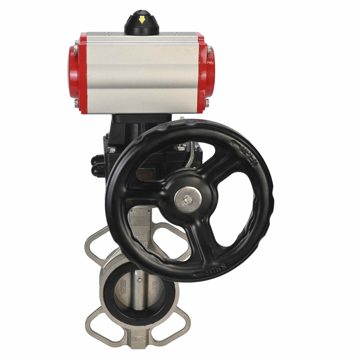 Water Butterfly Valve Elephant 316l-viton-da-hdm, body material - stainless steel AISI 316L, disk material - stainless steel AISI 316L, seal - VITON, pneumatic actuator operated