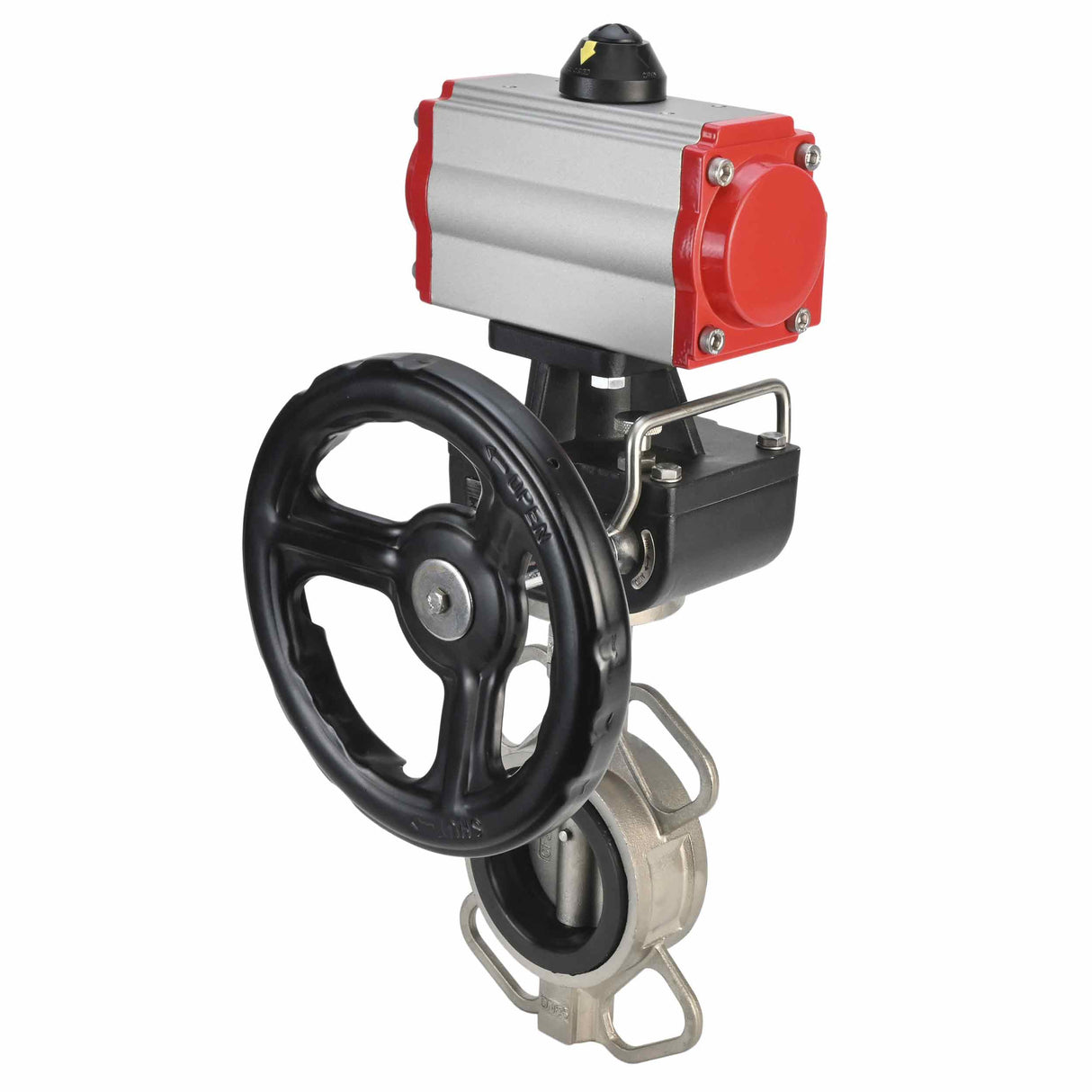 Water Butterfly Valve Elephant 316l-viton-da-hdm, body material - stainless steel AISI 316L, disk material - stainless steel AISI 316L, seal - VITON, pneumatic actuator operated