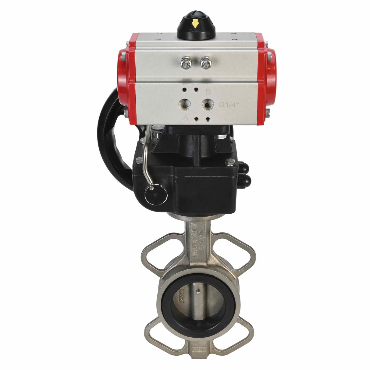 Water Butterfly Valve Elephant 316l-viton-da-hdm, body material - stainless steel AISI 316L, disk material - stainless steel AISI 316L, seal - VITON, pneumatic actuator operated