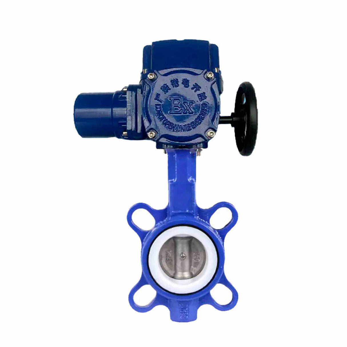 Water Butterfly Valve Elephant WCB-316L-PTFE body material - Carbon steel WCB, disk material - Stainless steel AISI 316L, seal - PTFE with 1/4-turn electric actuator Elephant QT-W (M) EX 220V