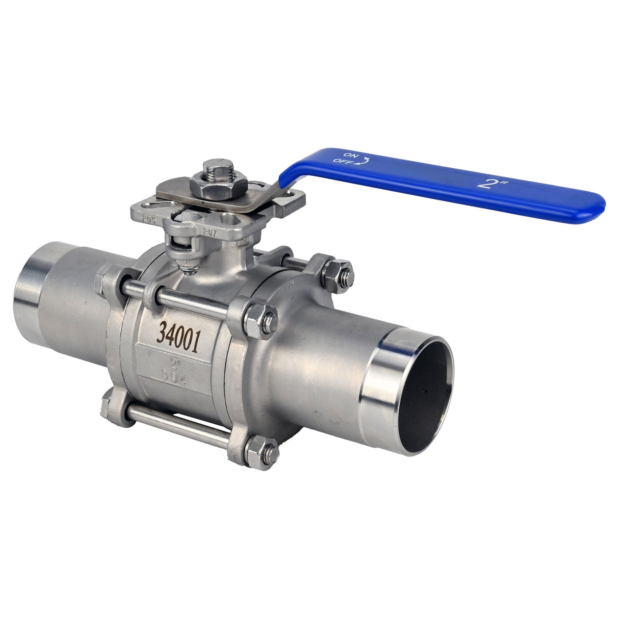 Ball valves Elephant BV3131P(3pc)-FP-W-ISO-H stainless steel SS304, full bore, three-piece, seal - PTFE, welded, with handle