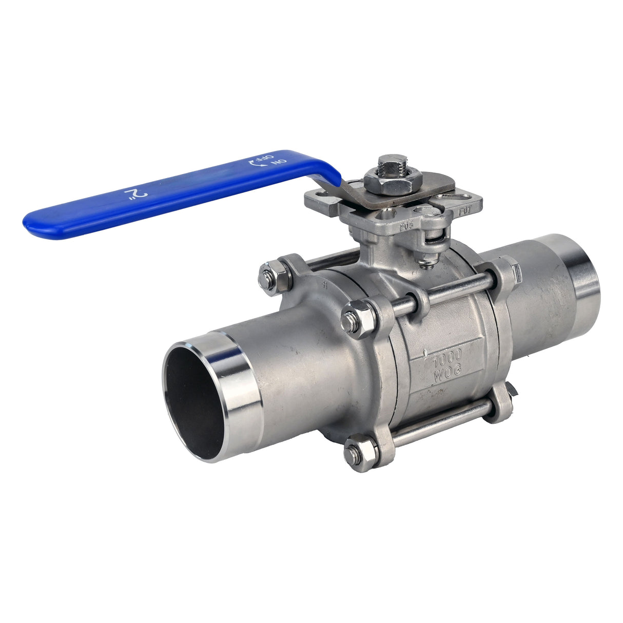Ball valves Elephant BV3131P(3pc)-FP-W-ISO-H stainless steel SS304, full bore, three-piece, seal - PTFE, welded, with handle