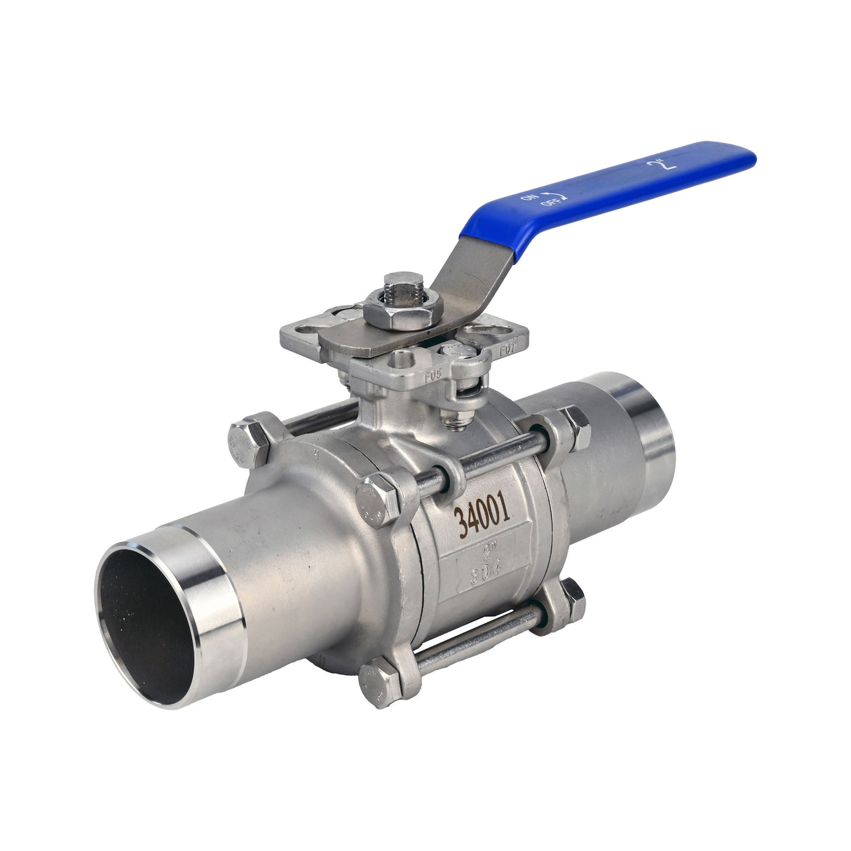 Ball valves Elephant BV3131P(3pc)-FP-W-ISO-H stainless steel SS304, full bore, three-piece, seal - PTFE, welded, with handle