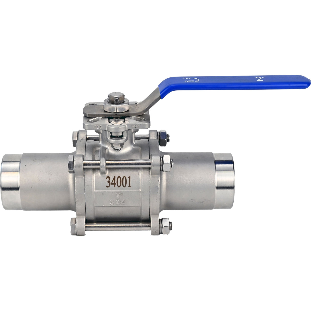Ball valves Elephant BV3232P(3pc)-FP-W-ISO-H full bore, body 316 stainless steel, welded, with handle