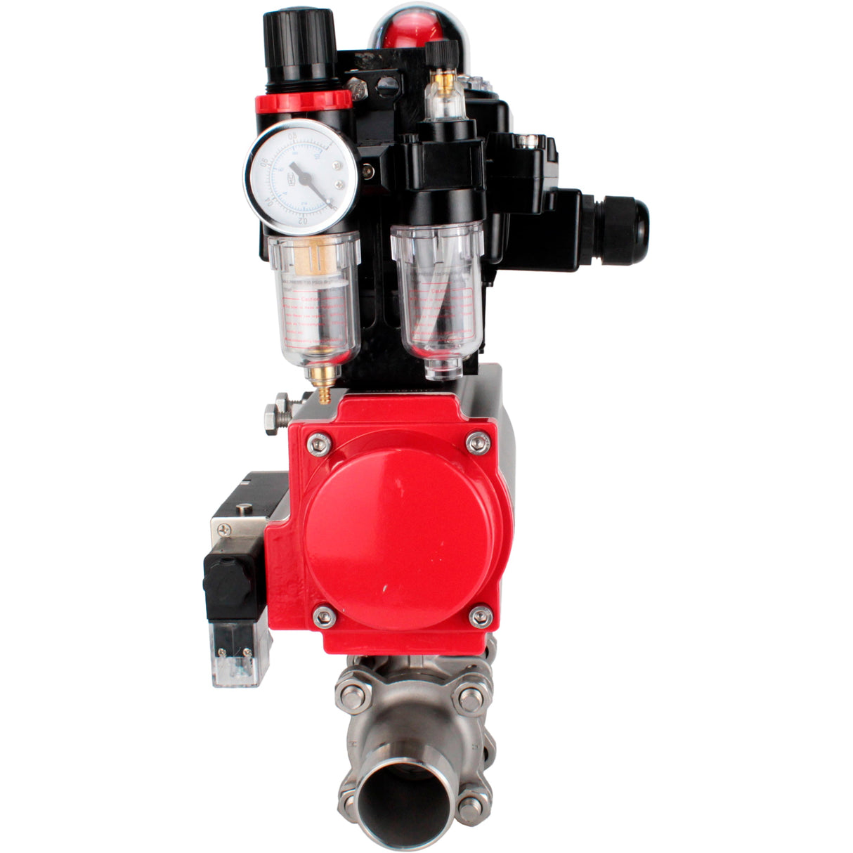 Ball valves Elephant BV3131P(3pc)-FP-W-ISO-H LONG DN10-150 full bore, body - stainless steel 304, for welding, with pneumatic actuator PA-DA, pneumatic distributor 4M310-08 NAMUR 24V, LSU APL-410N EX and GSV AFC2000