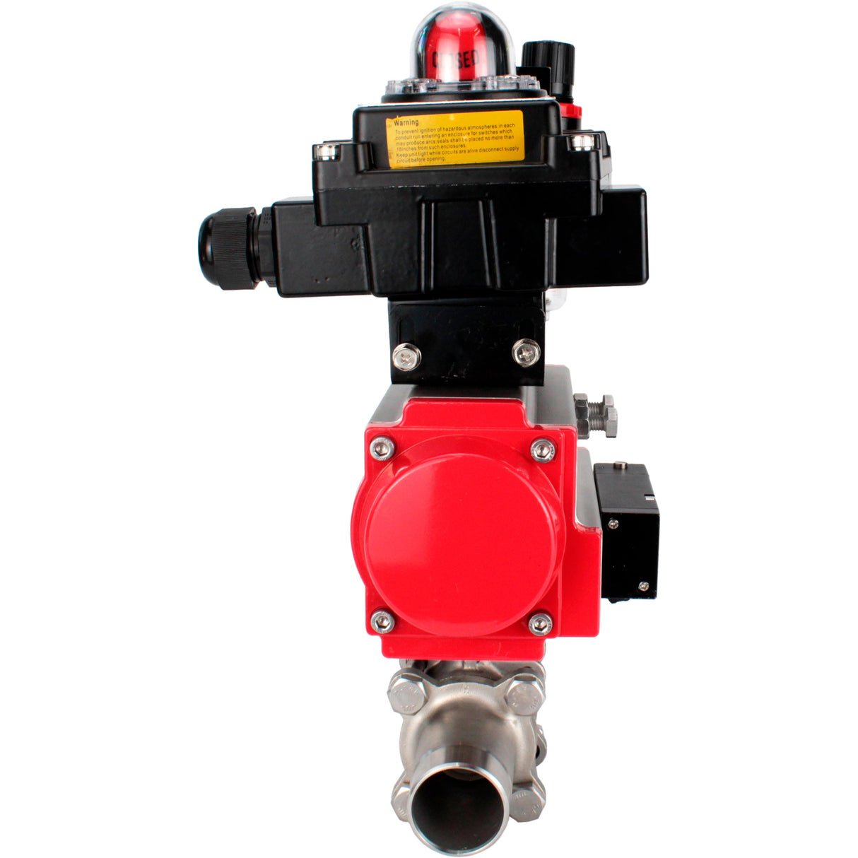 Ball valves Elephant BV3232P(3pc)-FP-W-ISO-H LONG DN10-150 full bore, body - stainless steel 316, for welding, with pneumatic actuator PA-DA, pneumatic distributor 4M310-08 NAMUR 24V, LSU APL-410N EX and GSV AFC2000