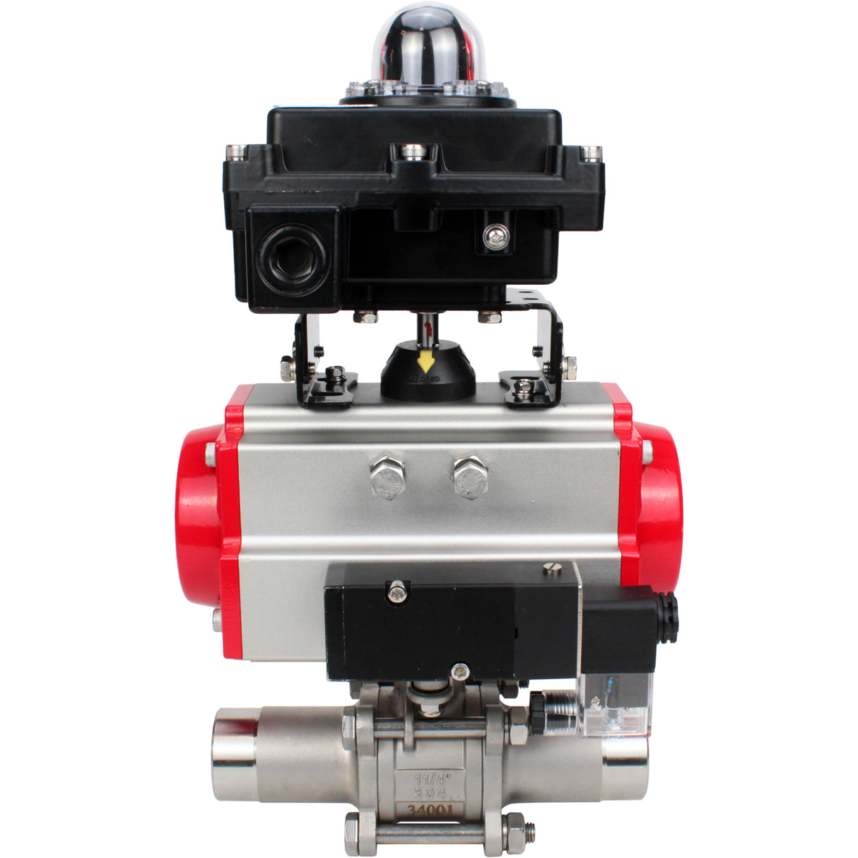 Ball valves Elephant BV3131P(3pc)-FP-W-ISO-H LONG DN10-150 full bore, body - stainless steel 304, for welding, with pneumatic actuator PA-DA, pneumatic distributor 4M310-08 NAMUR 220V and limit switch block APL -410N EX