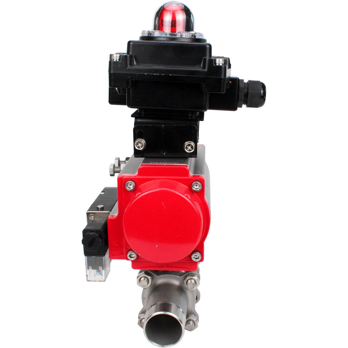 Ball valves Elephant BV3232P(3pc)-FP-W-ISO-H LONG DN10-150 full bore, body - stainless steel 316, for welding, with pneumatic actuator PA-DA, pneumatic distributor 4M310-08 NAMUR 220V and limit switch block APL -410N EX
