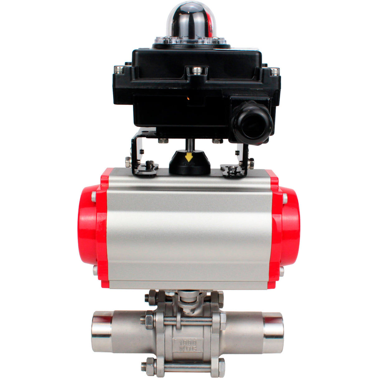 Ball valves Elephant BV3232P(3pc)-FP-W-ISO-H LONG full bore, body - stainless steel 316, welded, with pneumatic actuator Elephant PA-SA, pneumatic distributor 4M310-08 NAMUR 24V and limit switch block APL-410N EX