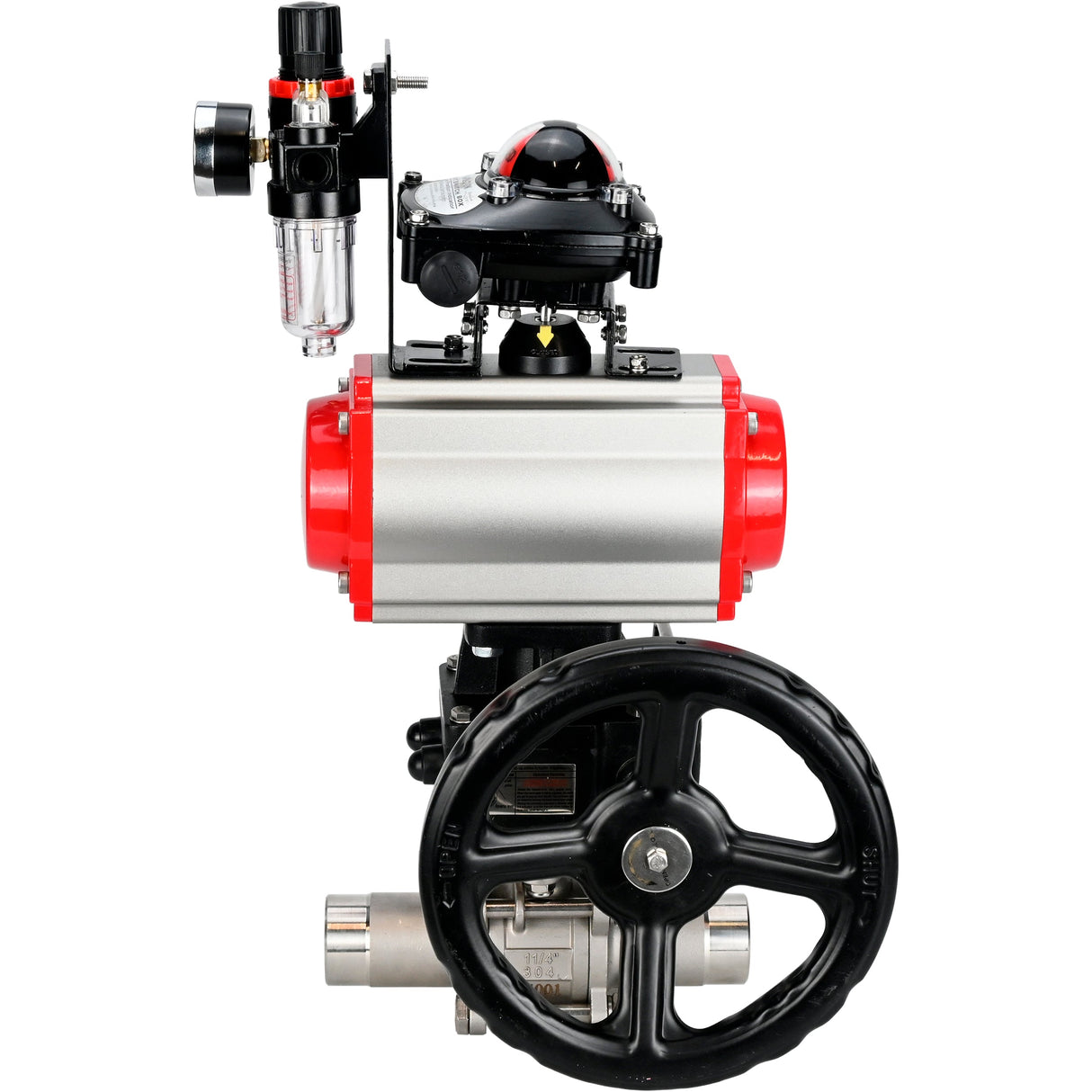 Ball valves Elephant BV3131P(3pc)-FP-W-ISO-H LONG DN50-150 full bore, body - stainless steel 304, for welding, with pneumatic actuator PA-DA, pneumatic distributor 4M310-08 NAMUR 24V, MON reducer, LSU APL-210N and ATU AFC2000