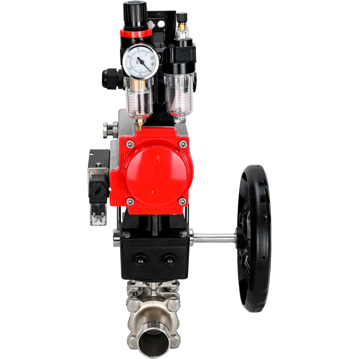 Ball valves Elephant BV3232P(3pc)-FP-W-ISO-H LONG DN50-150 full bore, body - stainless steel 316, for welding, with pneumatic actuator PA-DA, pneumatic distributor 4M310-08 NAMUR 24V, MON gearbox, LSU APL-210N and ATU AFC2000
